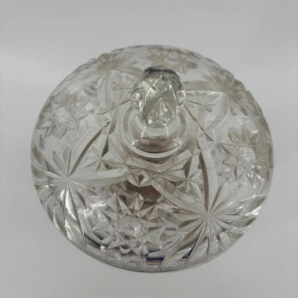 Candy Dish Medium Clear Bronze Cherub Putti Crystal‎ Glass Mythological Regency
